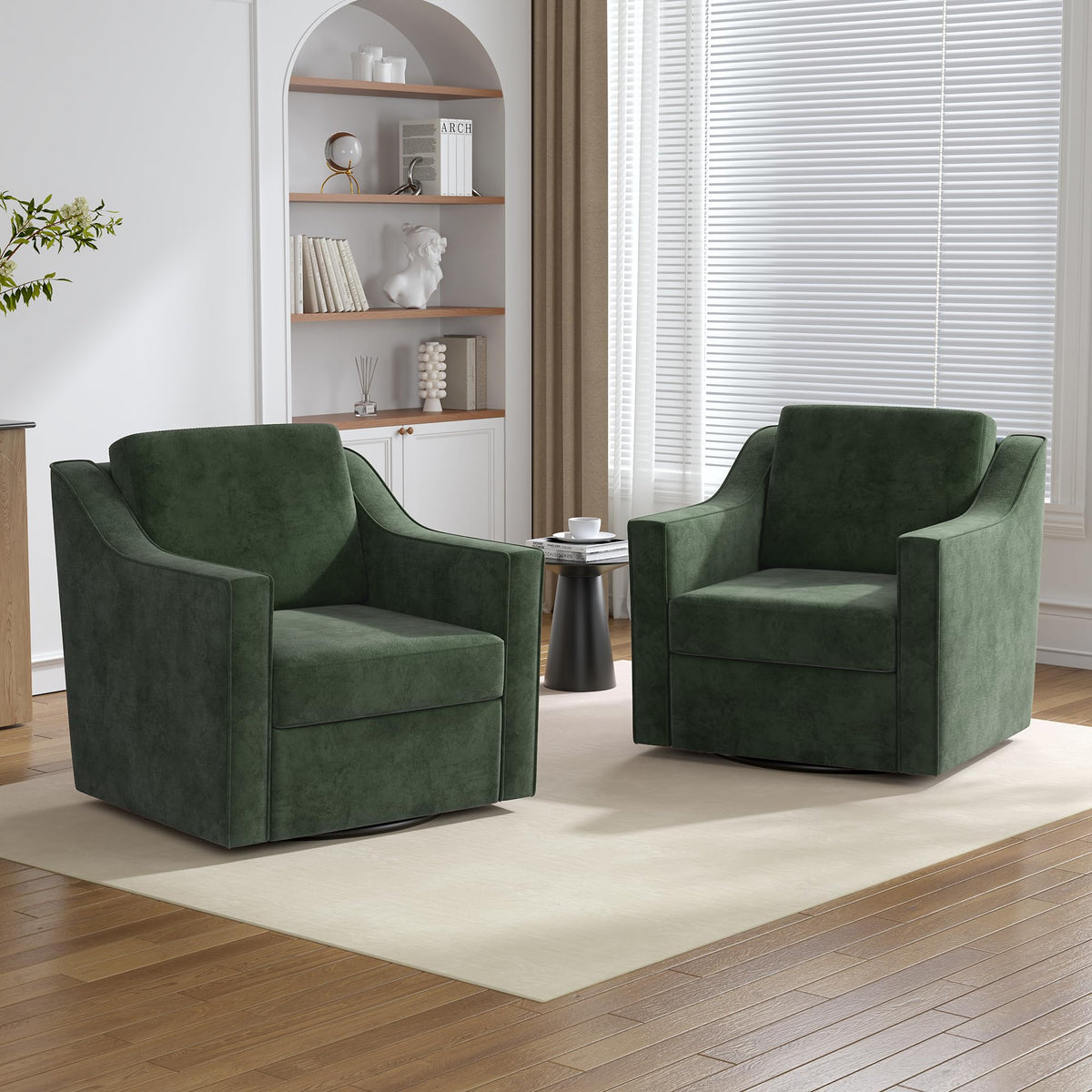 Green Swivel Accent Chairs Set of 2 Y7601