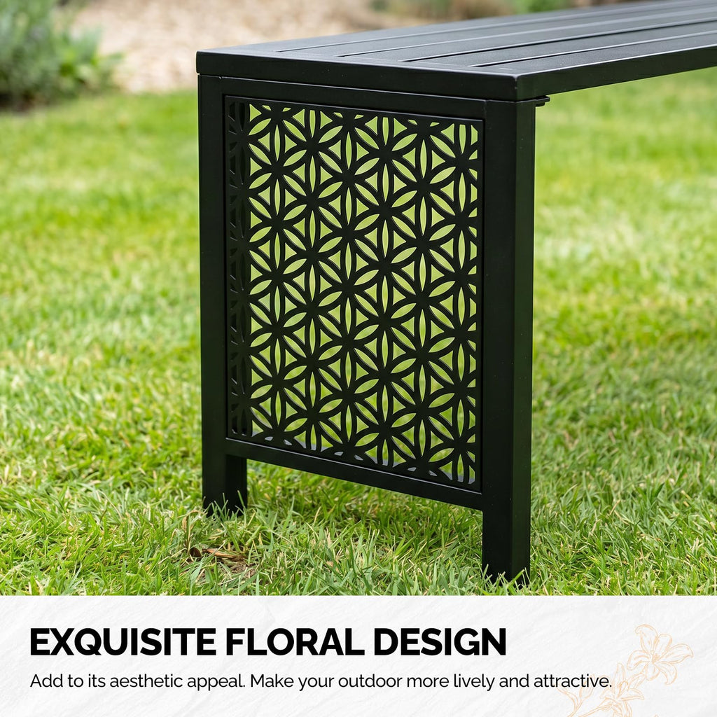 Black Metal Outdoor Bench X734