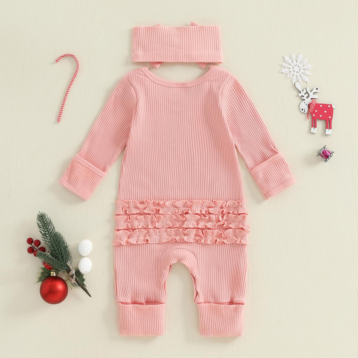Christmas Tree Long Sleeve Romper Jumpsuit G90544