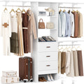 8FT White Wood Closet Organizer System with Drawer N564338
