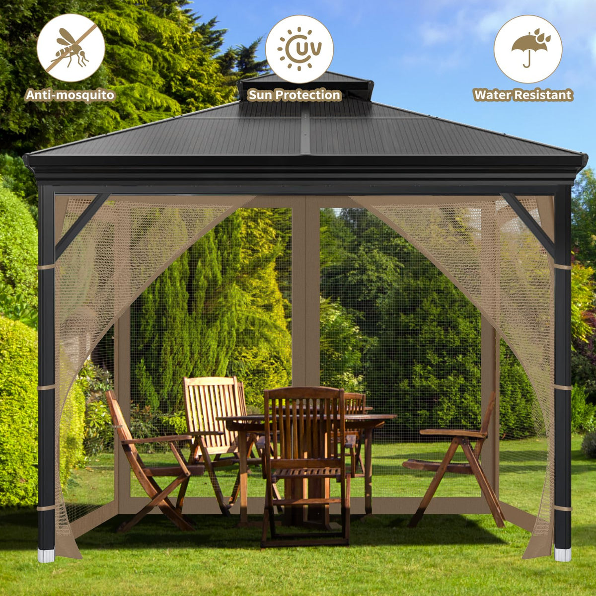 Brown Gazebo Mosquito Netting U11578