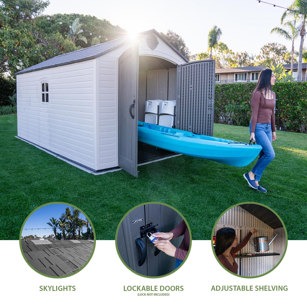 8x15 Ft Desert Sand Resin Outdoor Storage Shed T3294