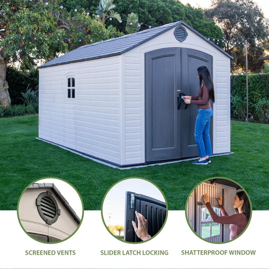 8x15 Ft Desert Sand Resin Outdoor Storage Shed T3294