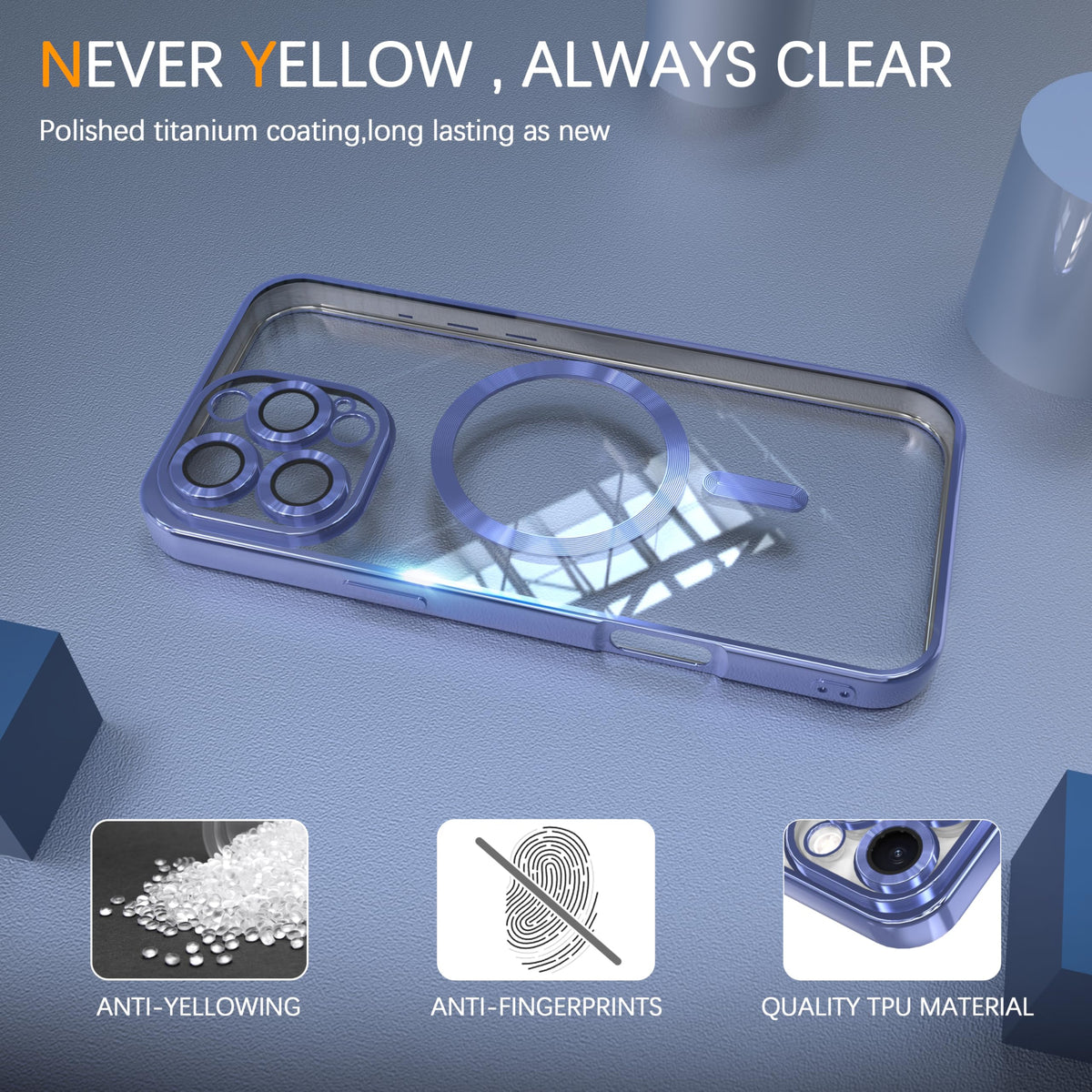 Magnetic Clear Case for iPhone 13 Pro Max with Camera Lens Protection V9733