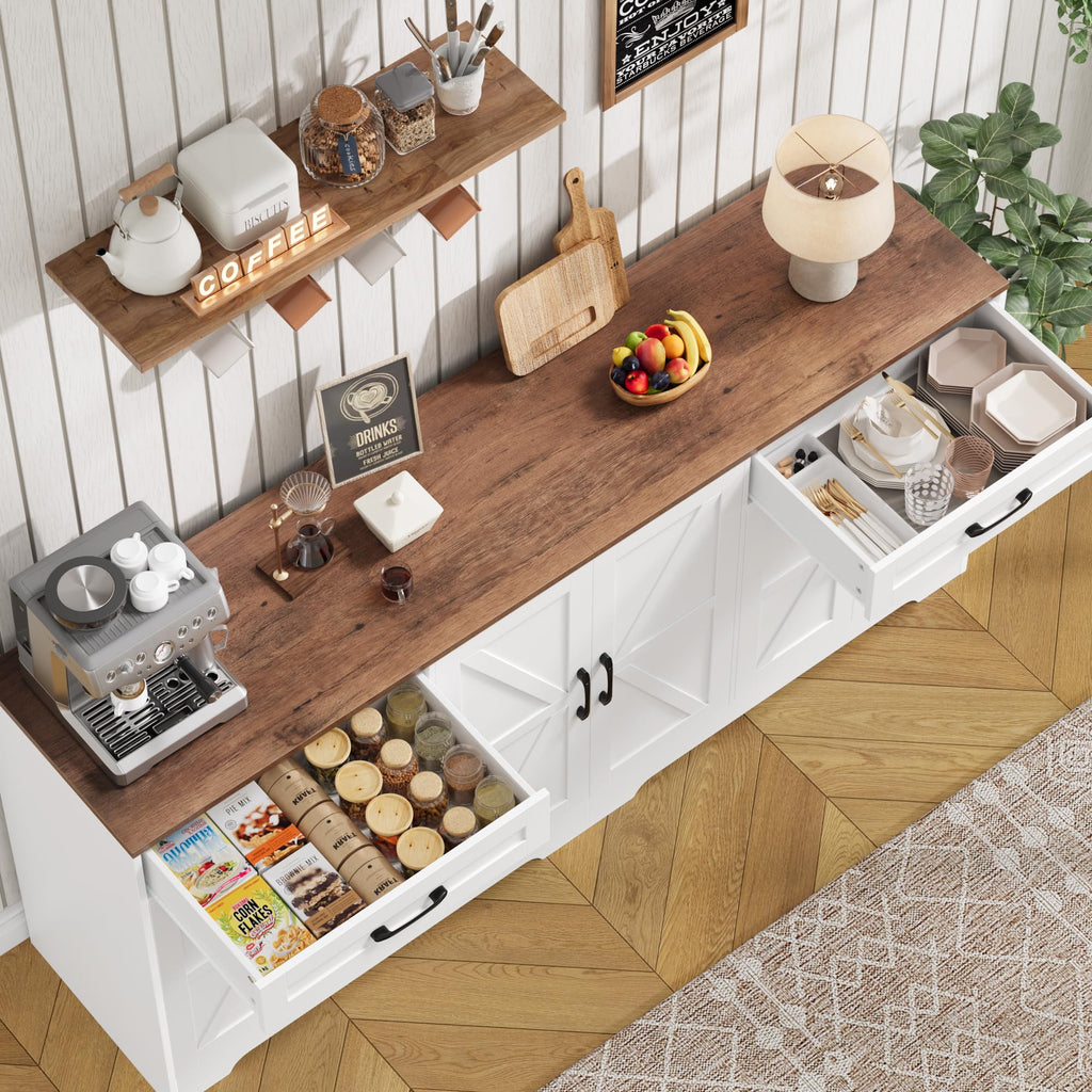 71” Large Kitchen Buffet Cabinet with Adjustable Shelves E9608