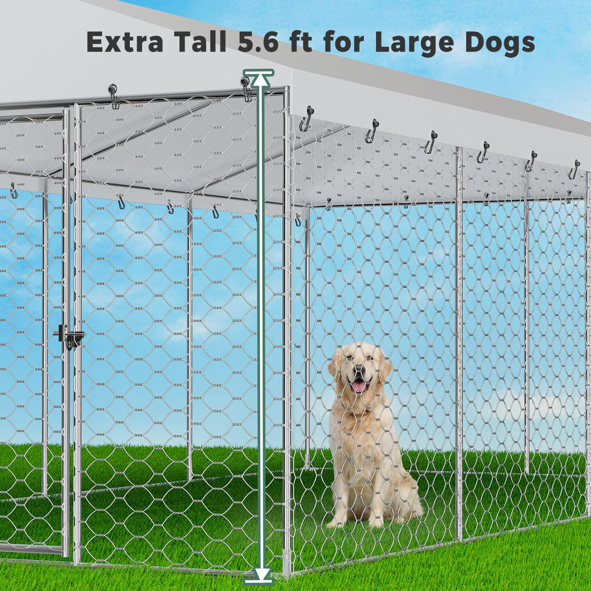 20×10×5.6FT Outdoor Dog Kennel with Bowls T45682