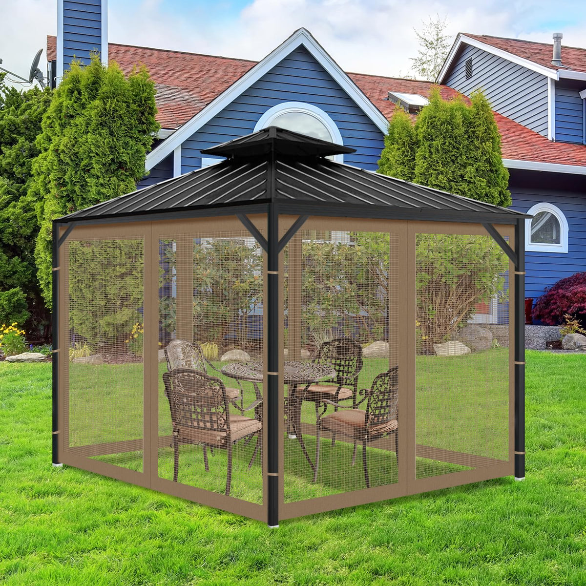 Brown Gazebo Mosquito Netting U11578