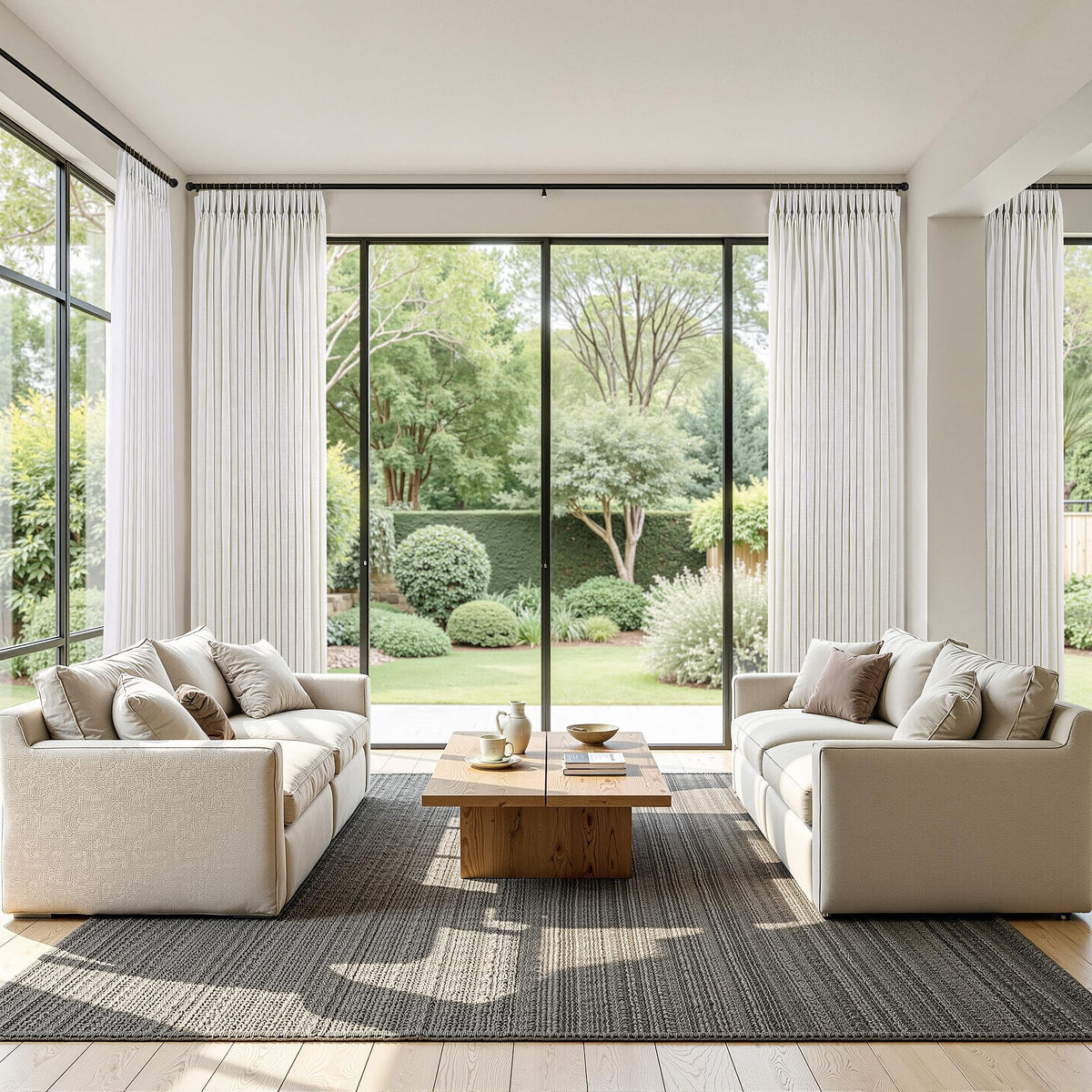 60 Inch Extra Wide Pinch Pleated Linen Curtains 90 Inch Length V6764