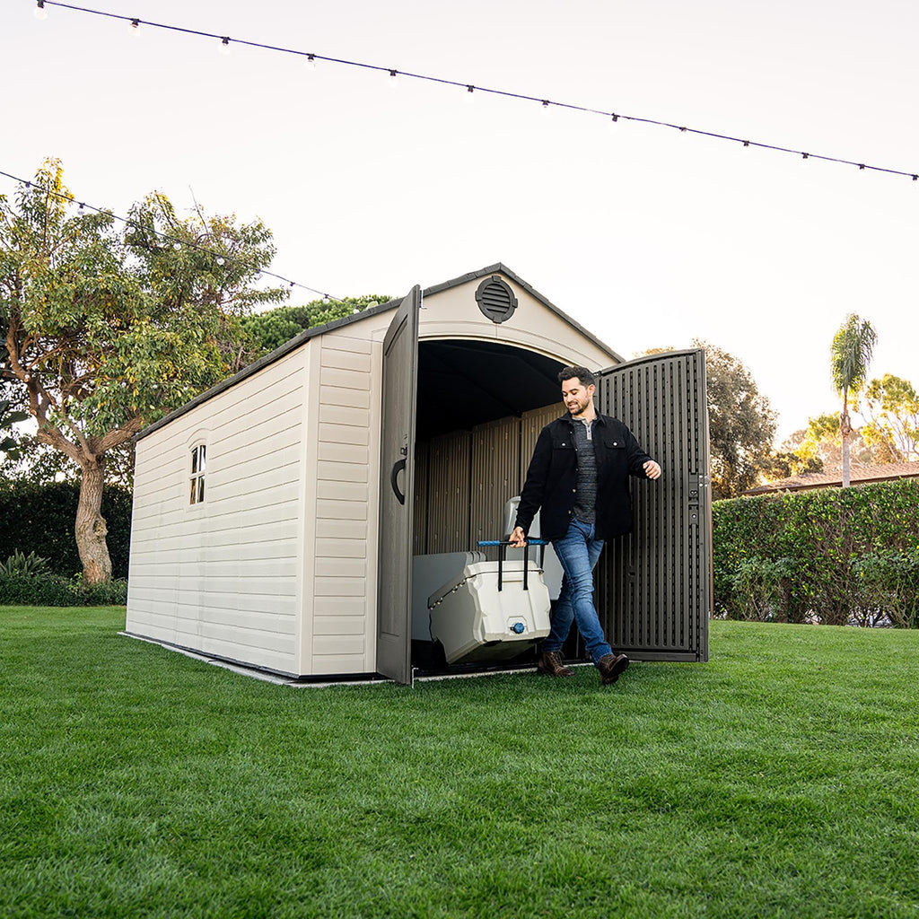 8x15 Ft Desert Sand Resin Outdoor Storage Shed T3294