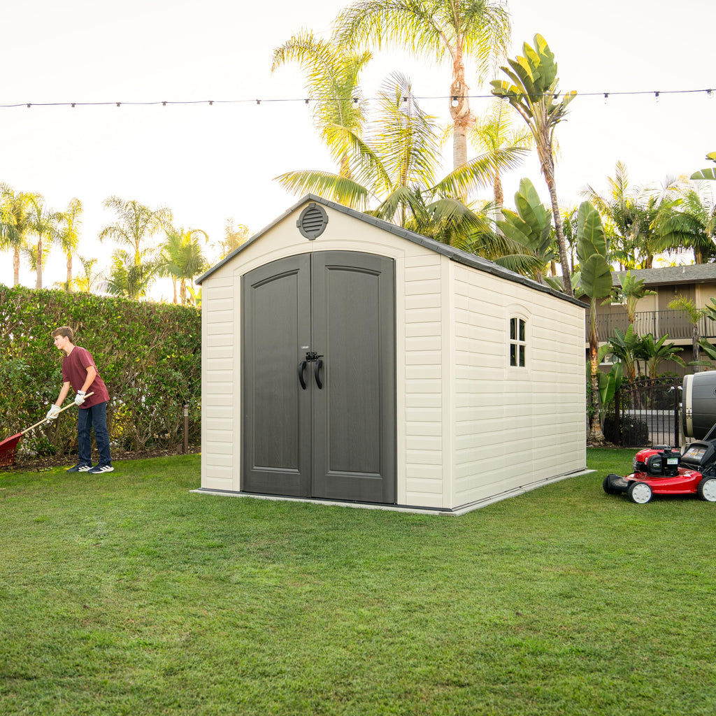 8x15 Ft Desert Sand Resin Outdoor Storage Shed T3294